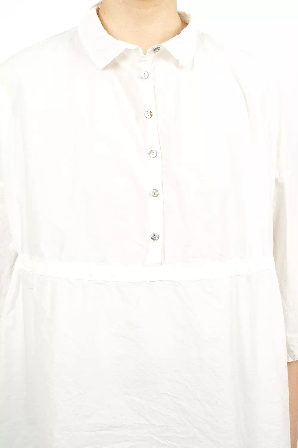 12_117 Drawstring Collar Shirt TC Milk