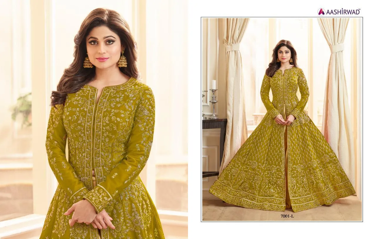 Aashirwad Baani Gold Bridal Wear Designer Gown Collection