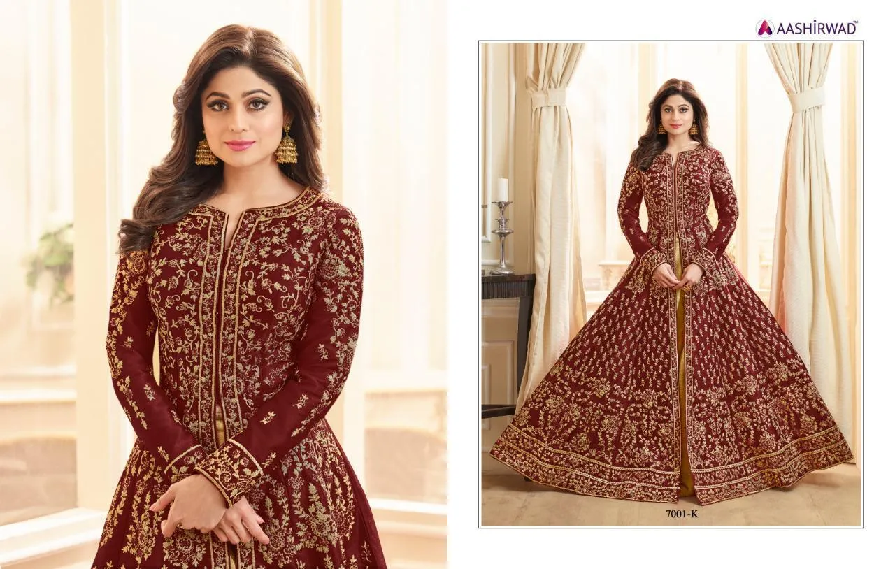 Aashirwad Baani Gold Bridal Wear Designer Gown Collection