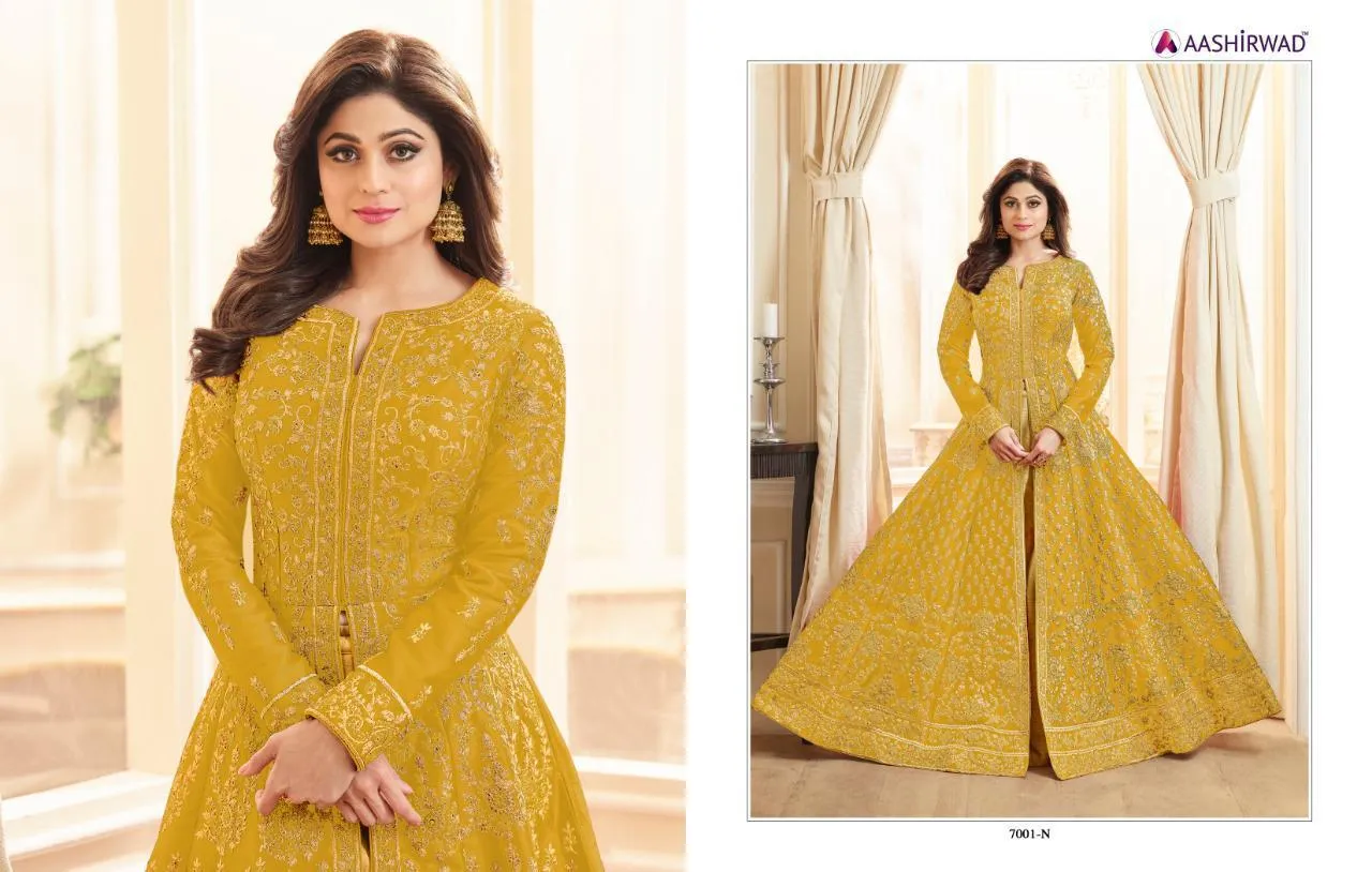 Aashirwad Baani Gold Bridal Wear Designer Gown Collection