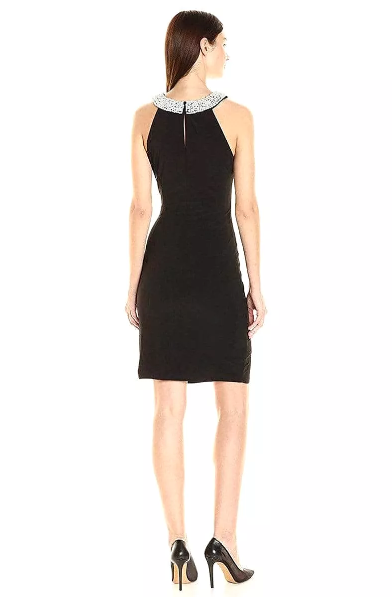 Adrianna Papell - AP1D100522 Sleeveless Halter Neck Short Dress - 1 pc Black In Size 12 Available