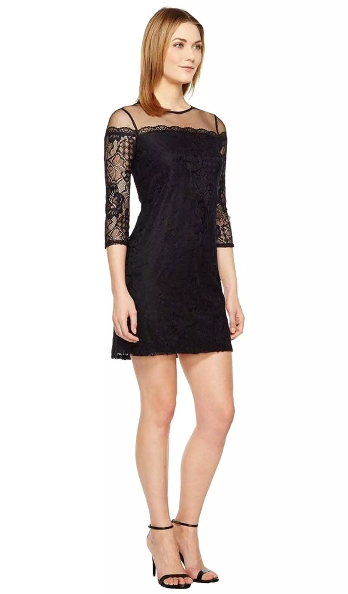 Adrianna Papell - AP1D100545 Lace Quarter Length Sleeve Sheath Dress