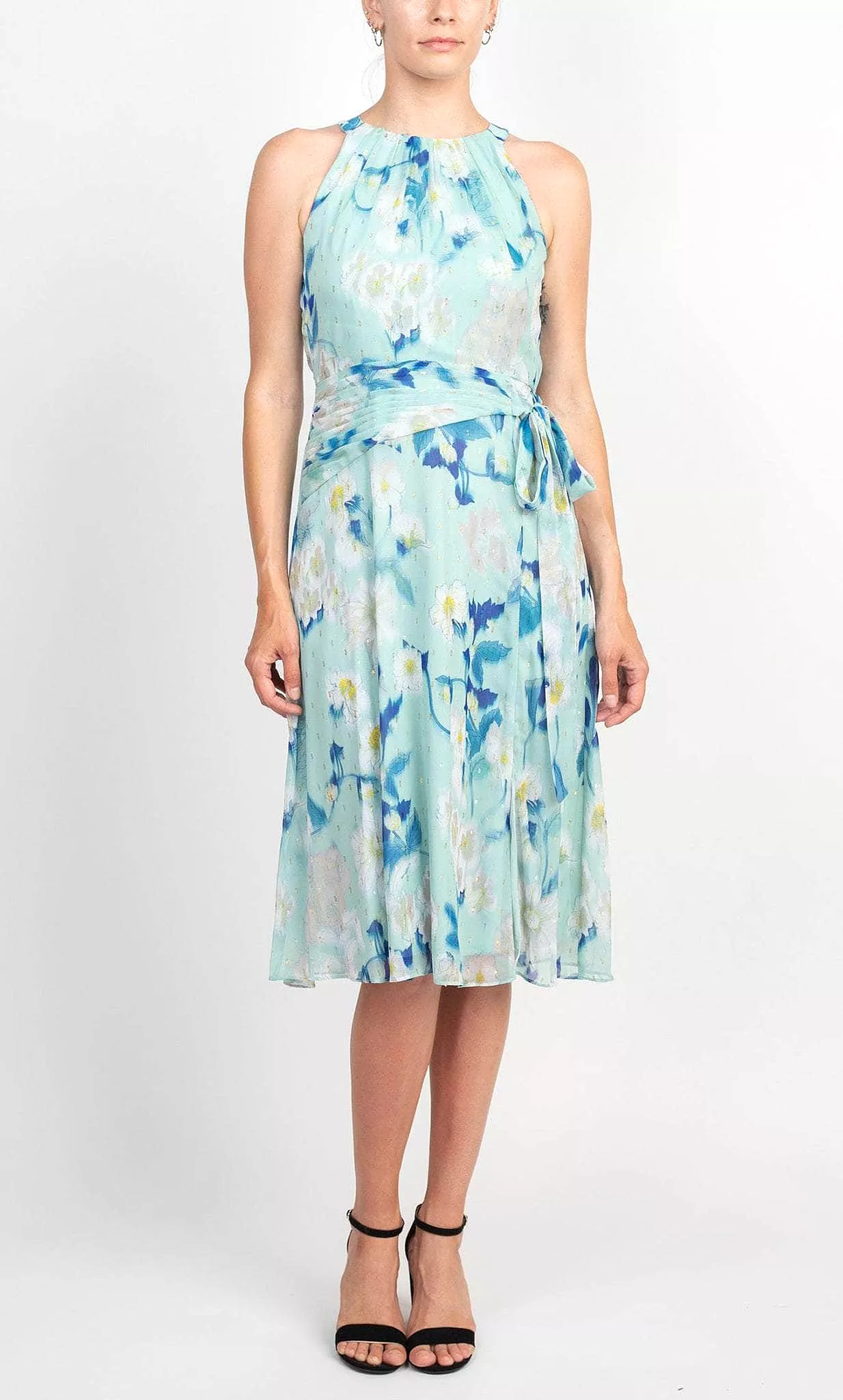 Adrianna Papell AP1D104534 - Halter Neck Floral Midi Dress