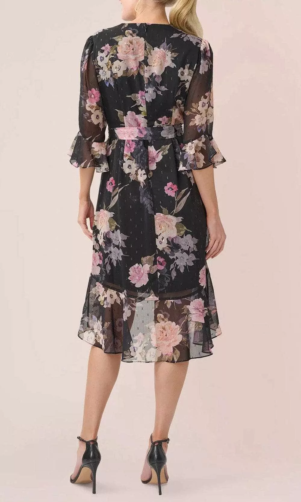 Adrianna Papell AP1D104917 - Floral Tie Waist Chiffon Dress