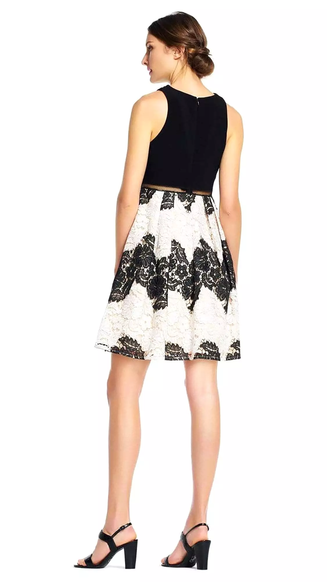 Adrianna Papell - AP1E201113 Two-Piece Halter Dress - 1 Pc. Black/Ivory in size 4 Available