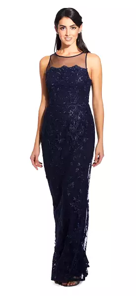 Adrianna Papell - AP1E204699 Embroidered Illusion Sheath Dress