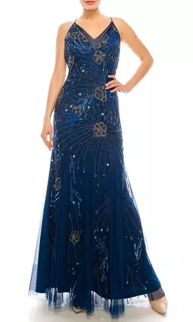 Adrianna Papell - AP1E205597 V Neck Beaded Long Dress