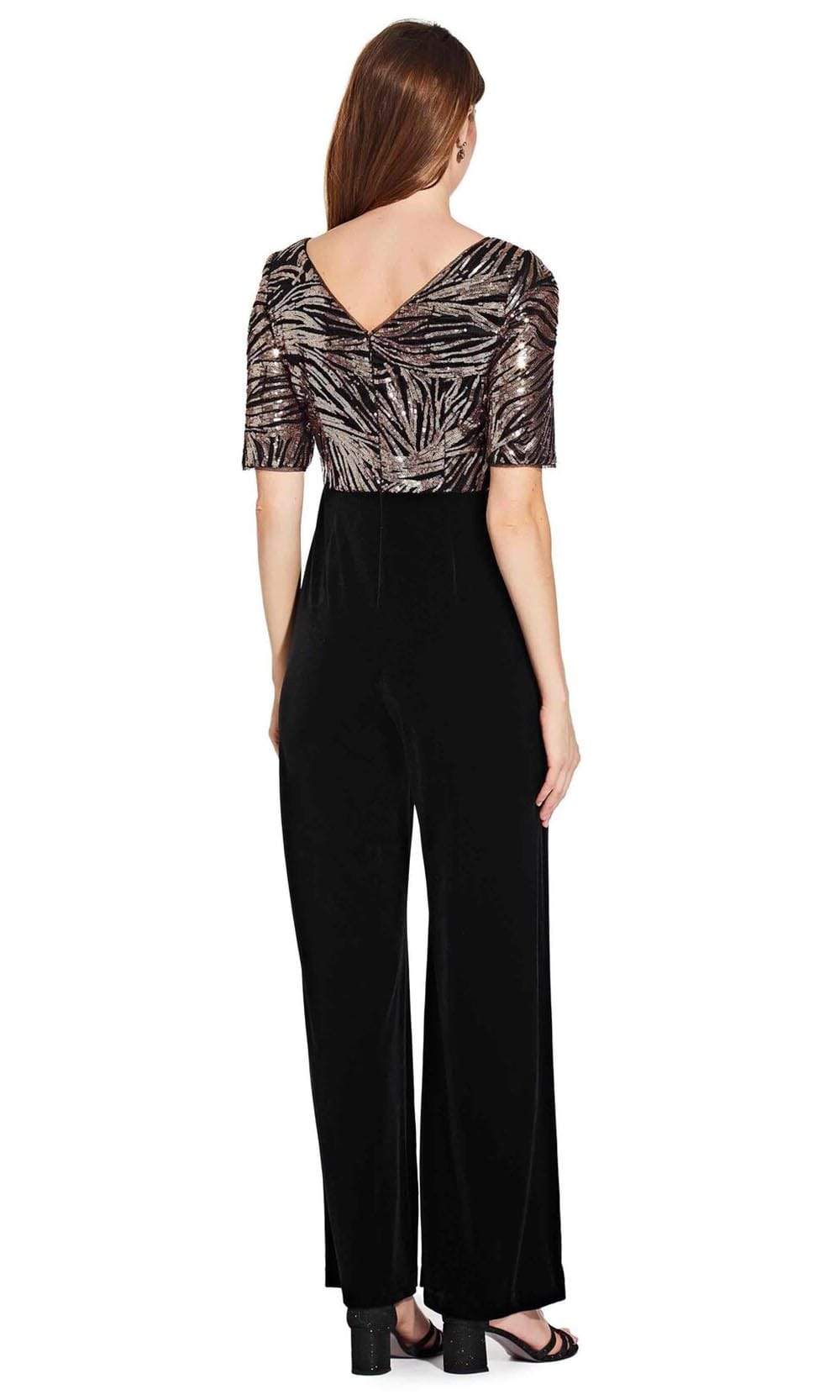 Adrianna Papell - AP1E206295 Split Sleeve Sequined Bodice Jumpsuit