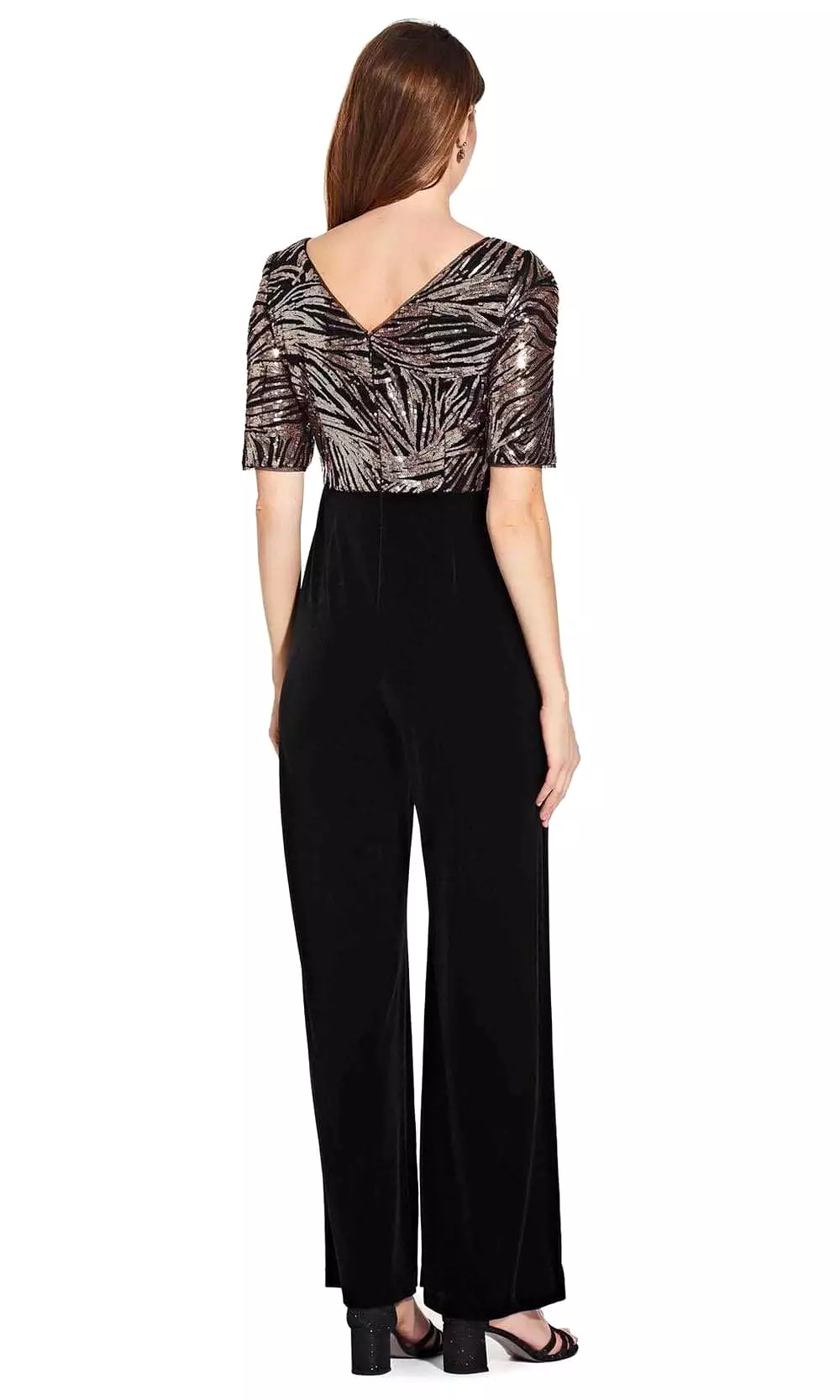 Adrianna Papell - AP1E206295 Split Sleeve Sequined Bodice Jumpsuit