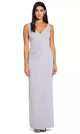 Adrianna Papell - AP1E206762 Sleeveless V-Neck Column Long Crepe Dress