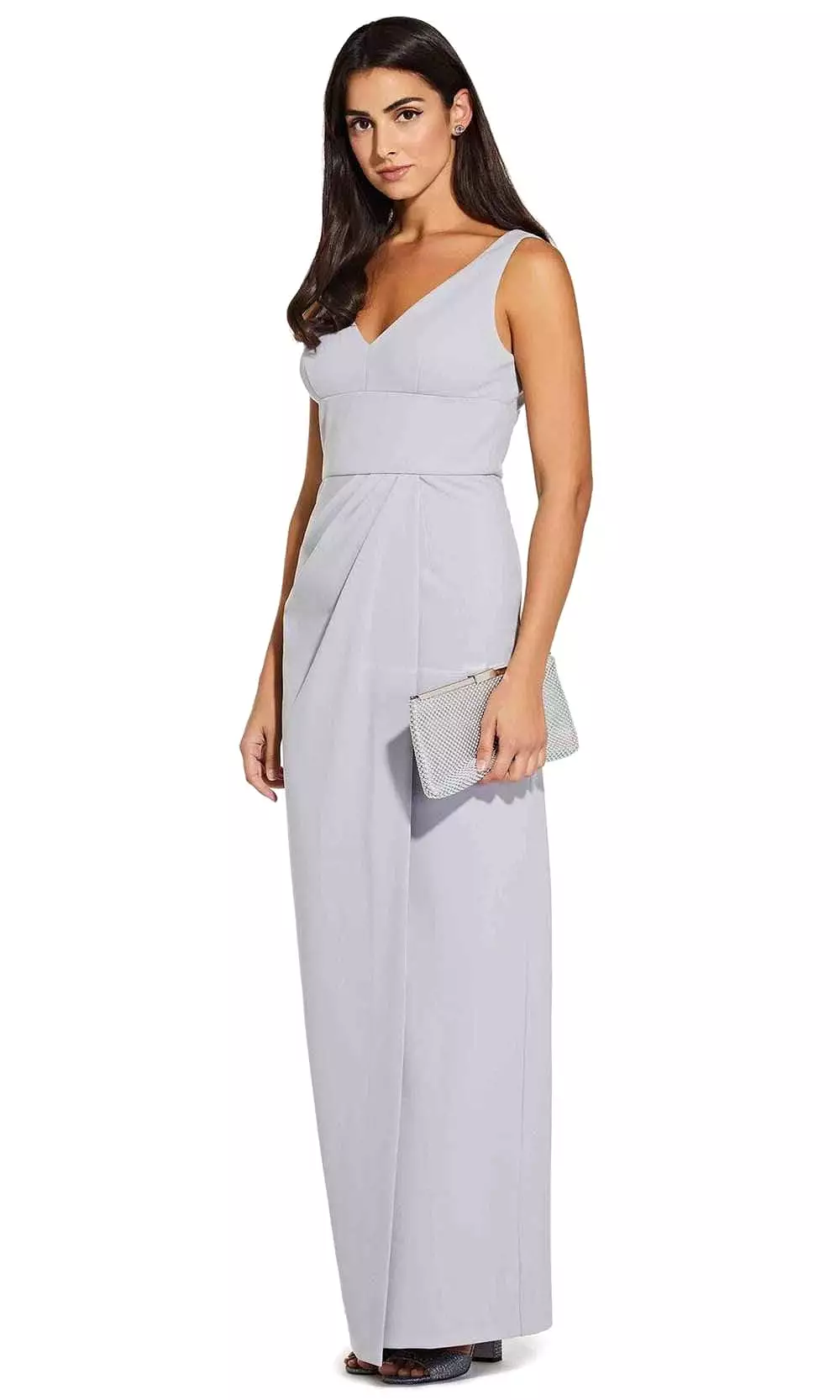 Adrianna Papell - AP1E206762 Sleeveless V-Neck Column Long Crepe Dress