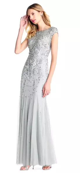 Adrianna Papell - Bead Embellished Bateau Godet Evening Gown AP1E202893