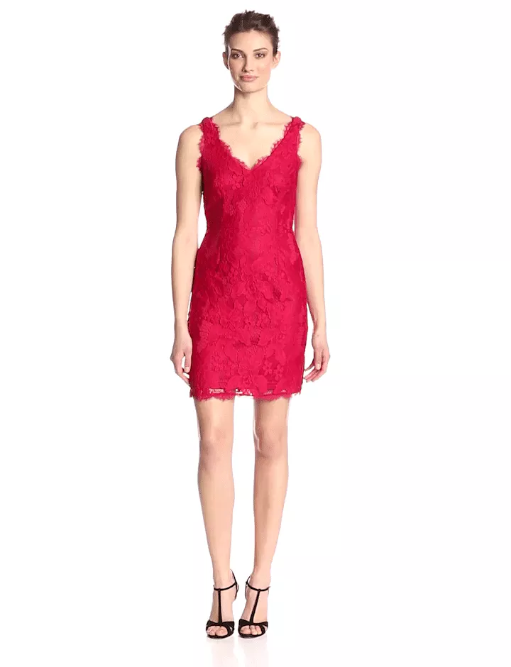 Adrianna Papell - Floral Lace V-Neck Sleeveless Dress 41895500