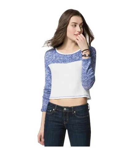 Aeropostale Womens Colorblock Cropped Pullover Sweater