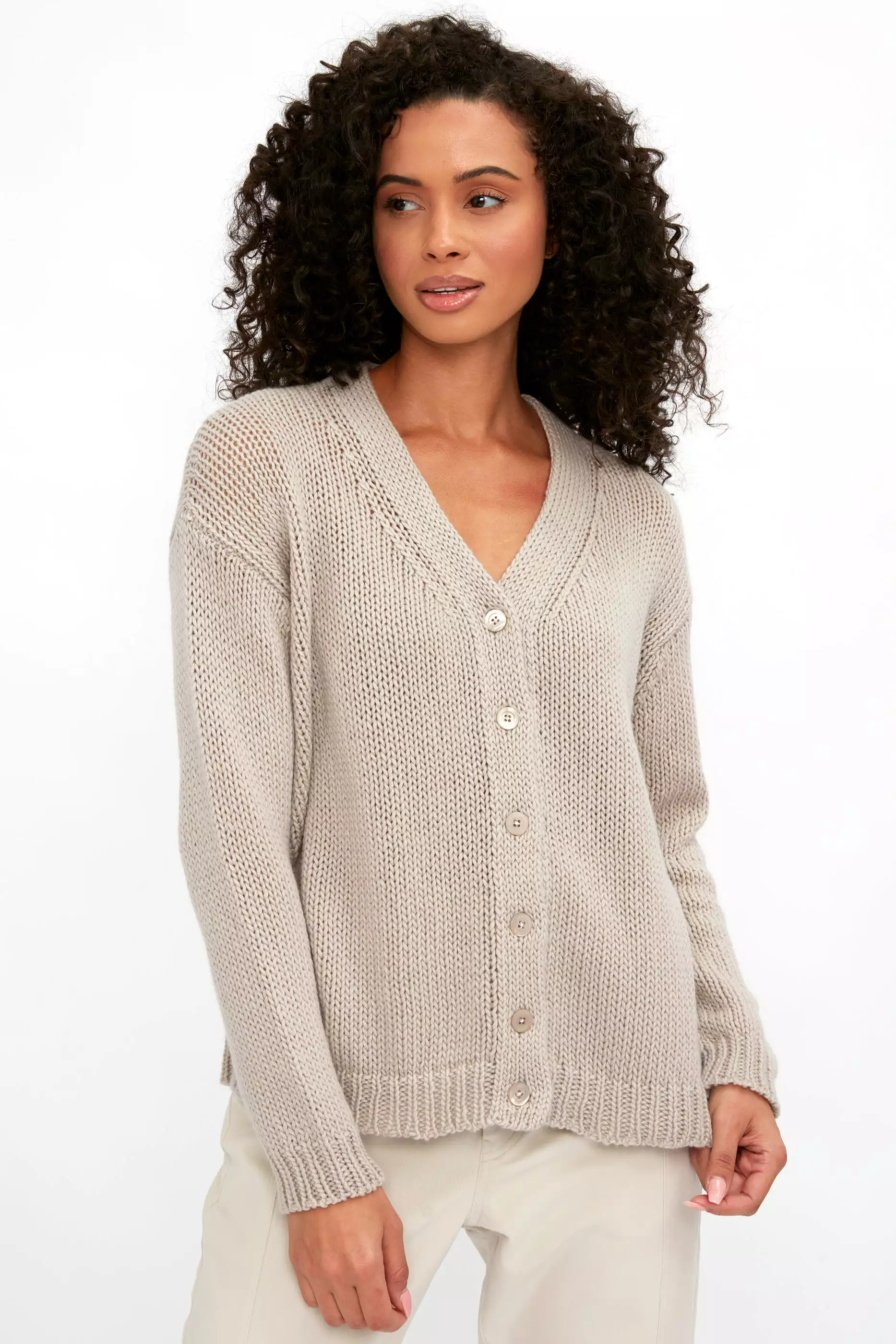 Airy Cashmere Cardigan in Dune