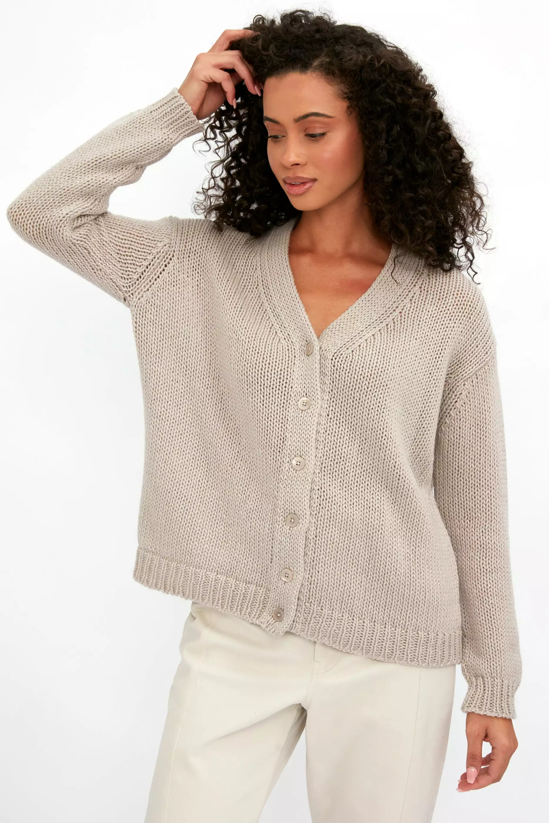 Airy Cashmere Cardigan in Dune