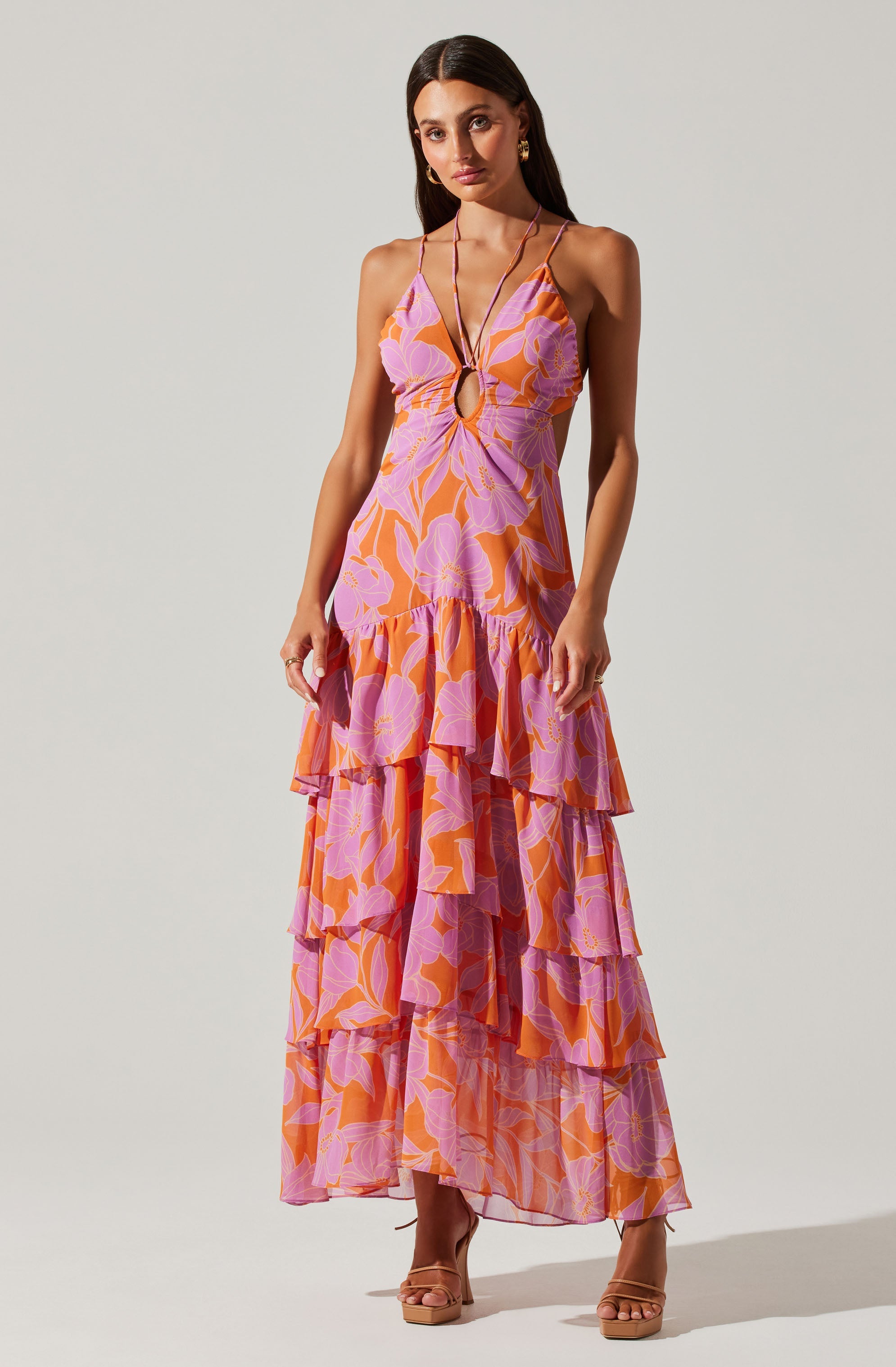 Aneira Floral Tiered Maxi Dress