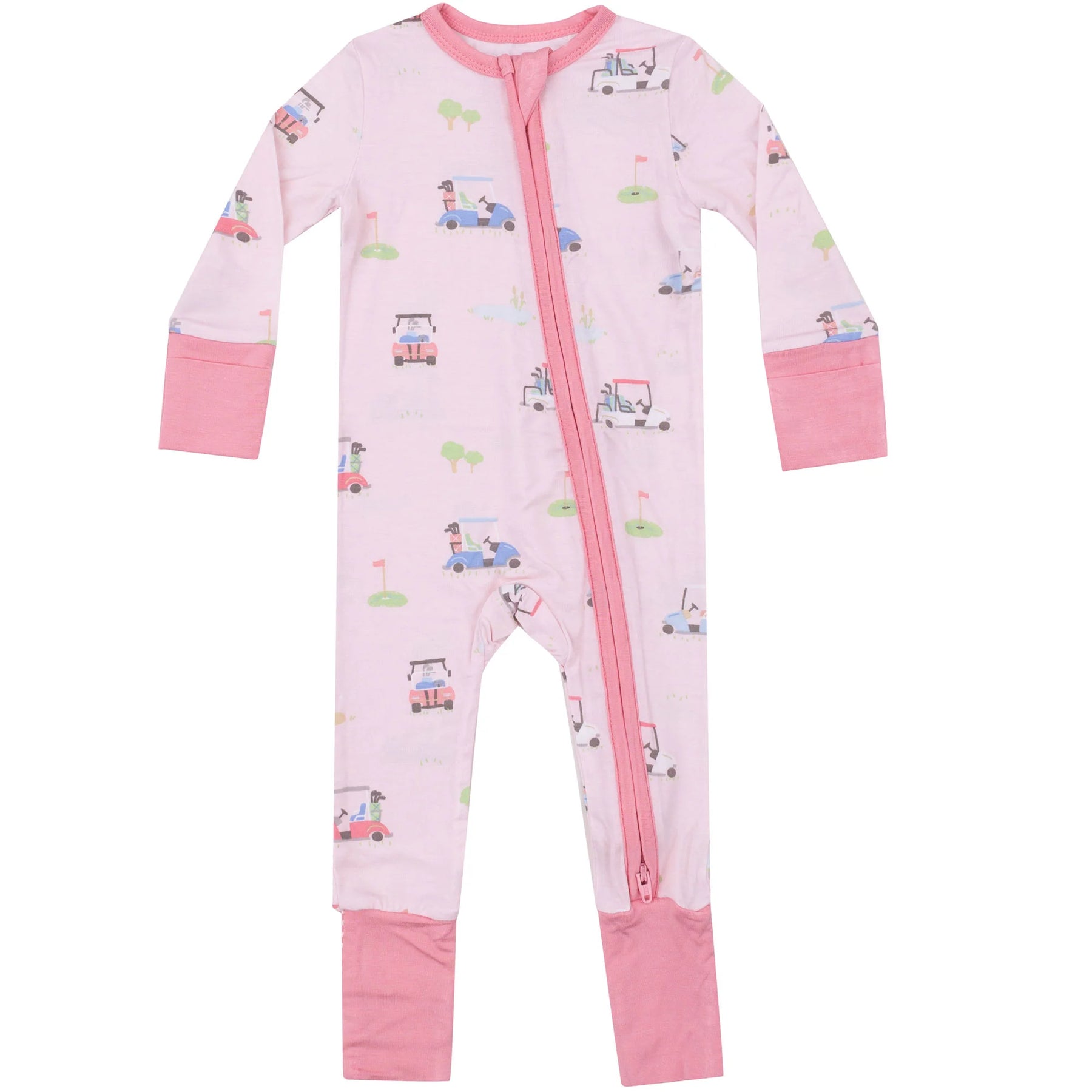 Angel Dear - Pink Golf Carts Zipper Romper