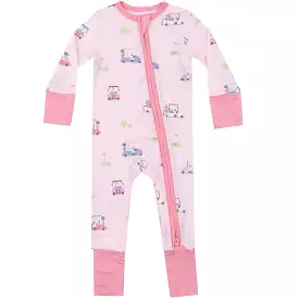 Angel Dear - Pink Golf Carts Zipper Romper