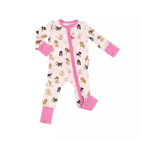 Angel Dear - Pink Puppy Alphabet Zipper Romper