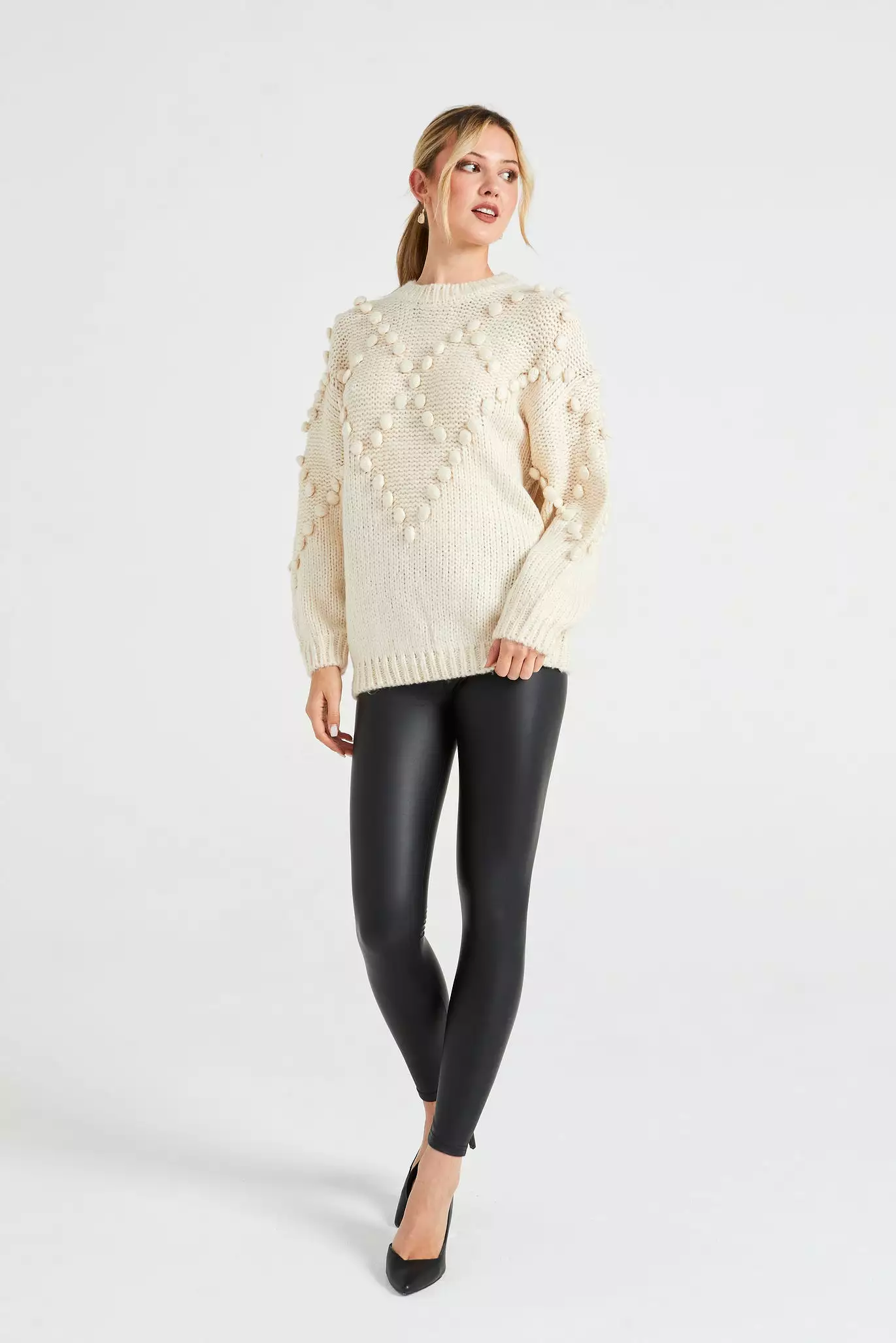 Angeleye Knit Jumper With Pom-pom Details