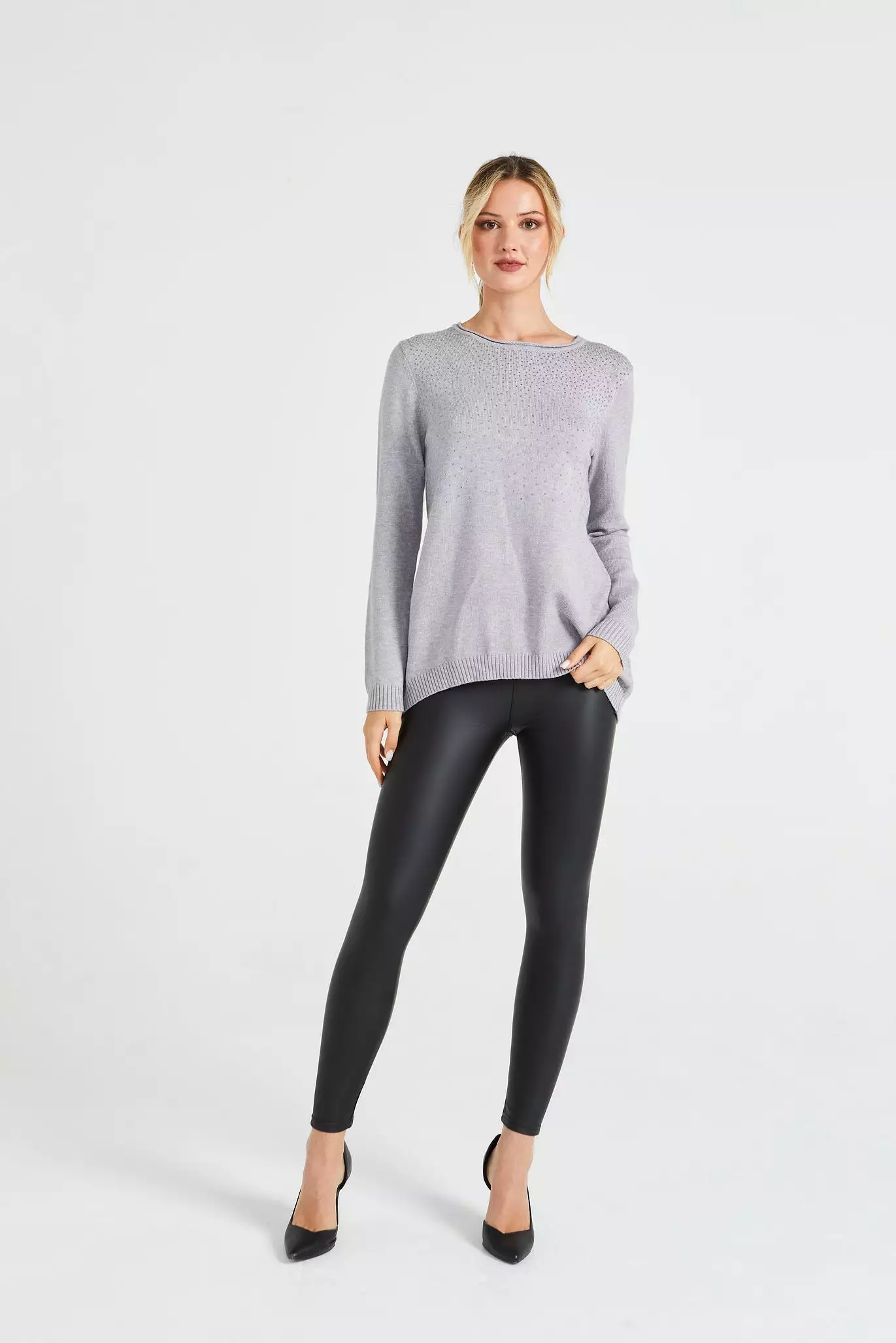 Angeleye Sequin Knit Jumper With Buttoned Back