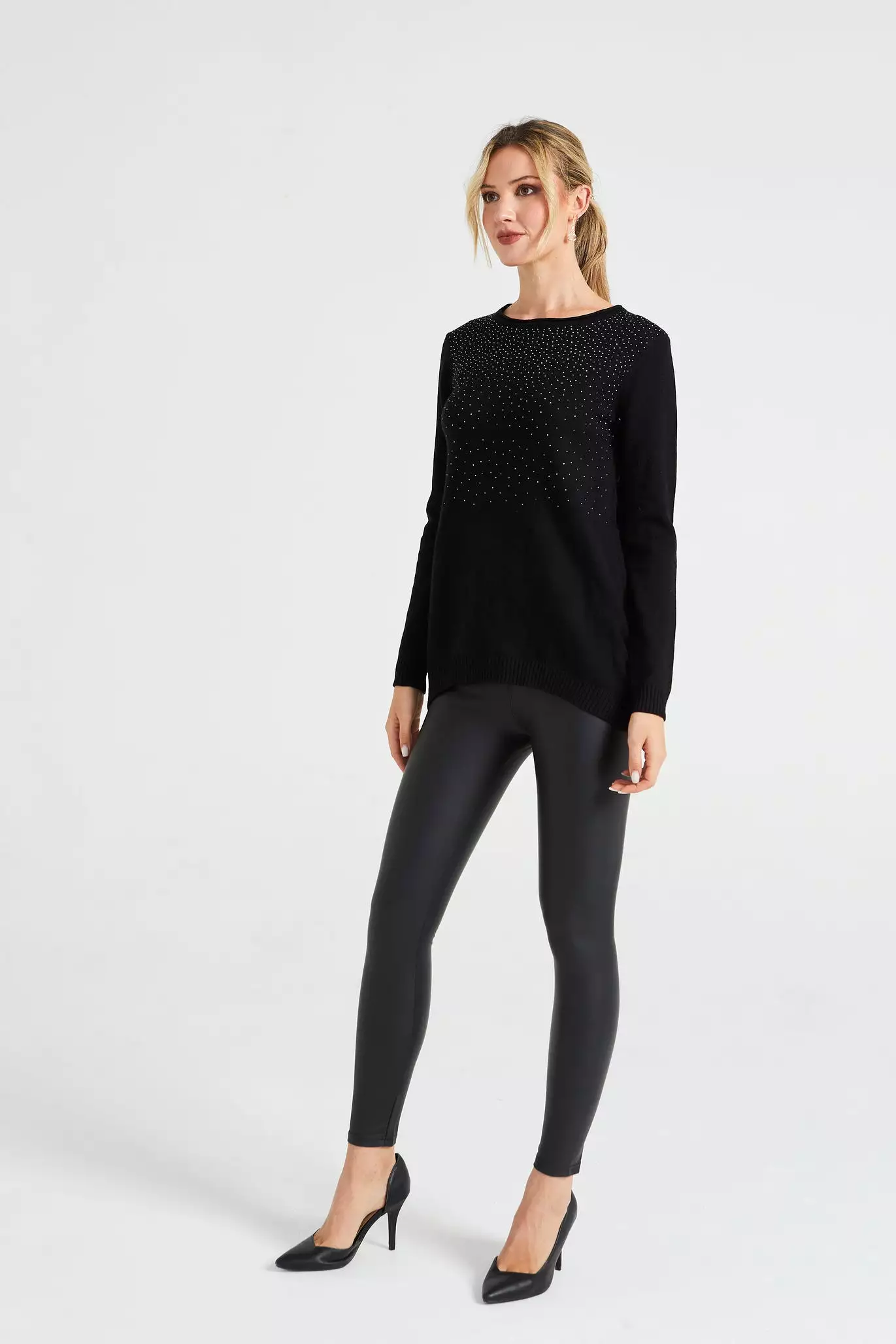 Angeleye Sequin Knit Jumper With Buttoned Back