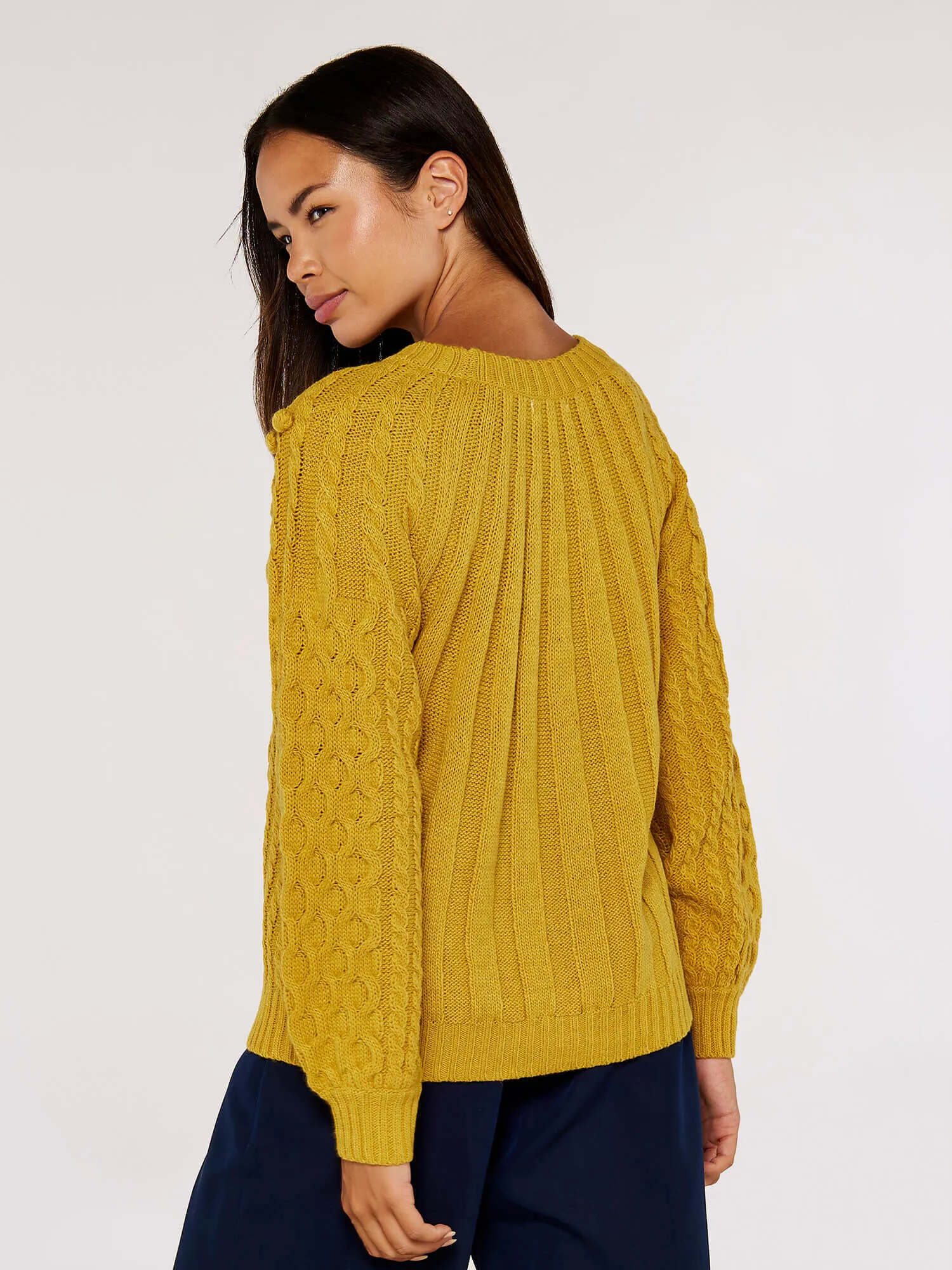 Aran Knit Pom Pom Jumper | Apricot Clothing