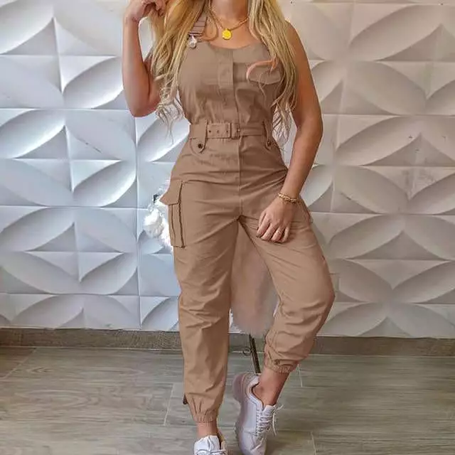 AshoreShop Womens Overall Snug Jumpsuit Cargo Pants with Pockets