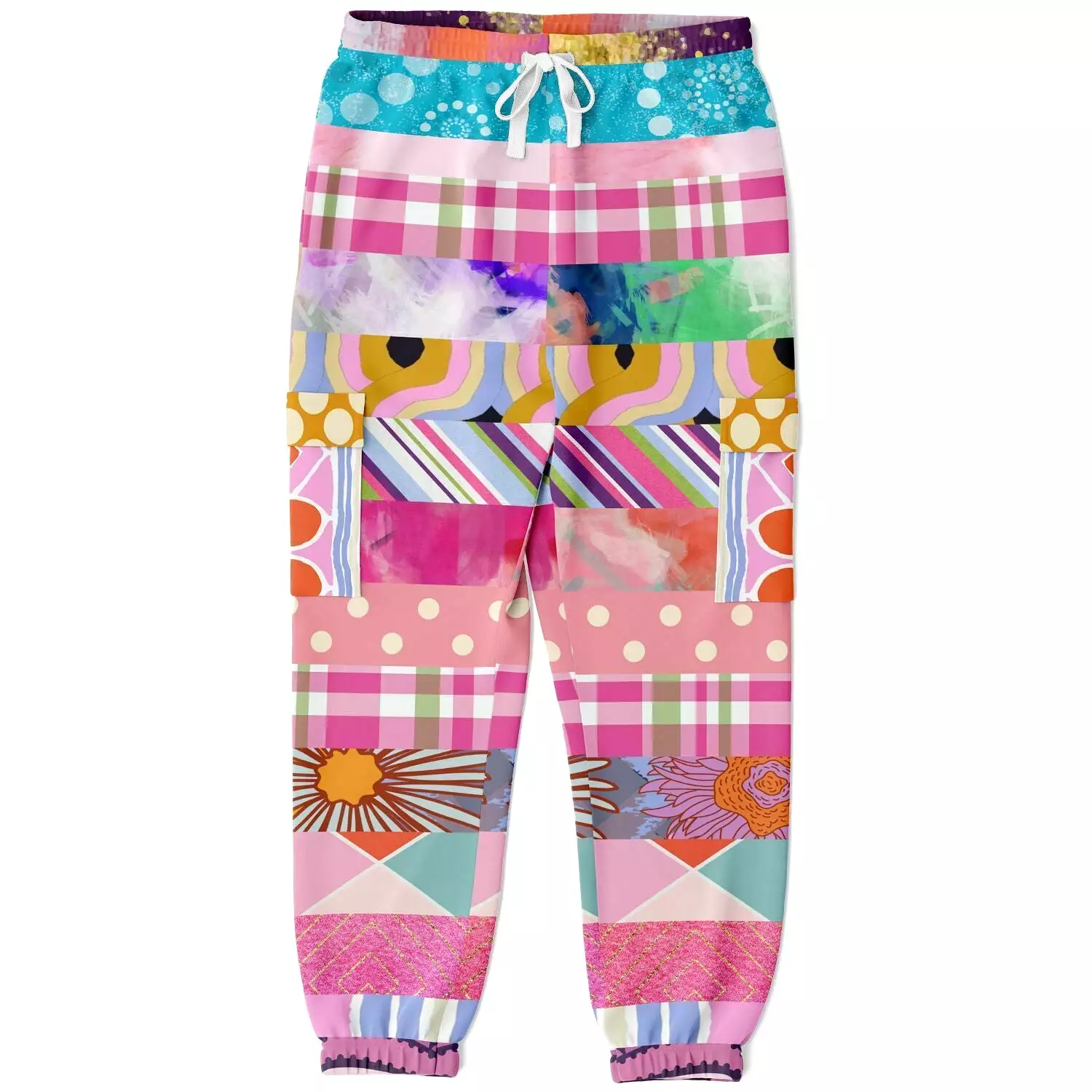 Bahama Mama Pink Floral Patchwork Unisex Cargo Sweats