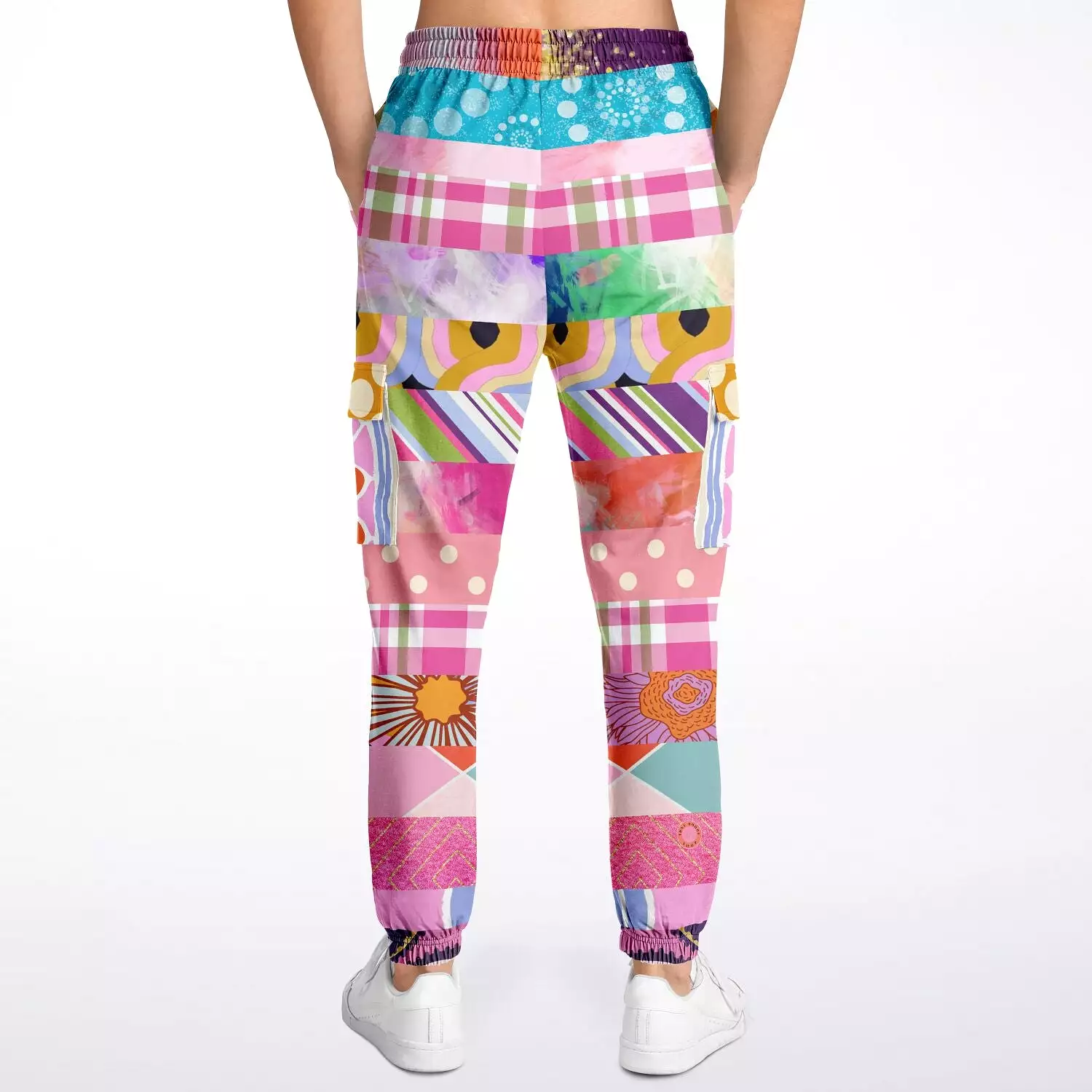 Bahama Mama Pink Floral Patchwork Unisex Cargo Sweats