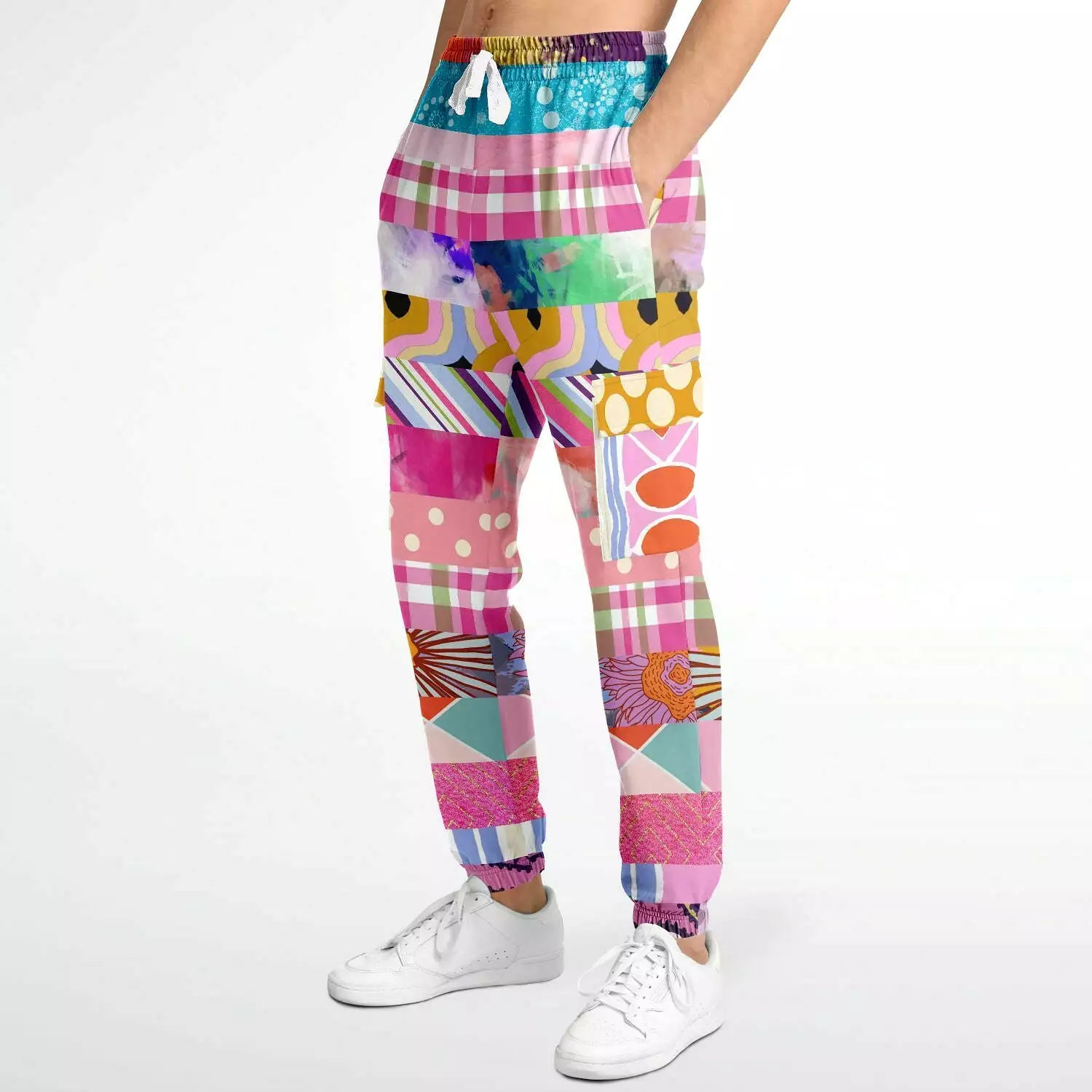 Bahama Mama Pink Floral Patchwork Unisex Cargo Sweats