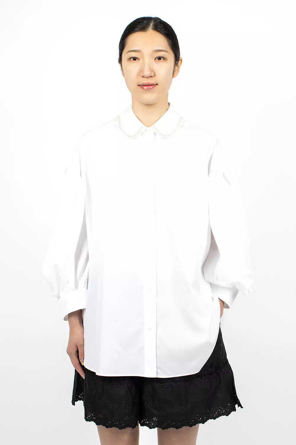 Beaded Signature Sleeve Shirt White/Pearl