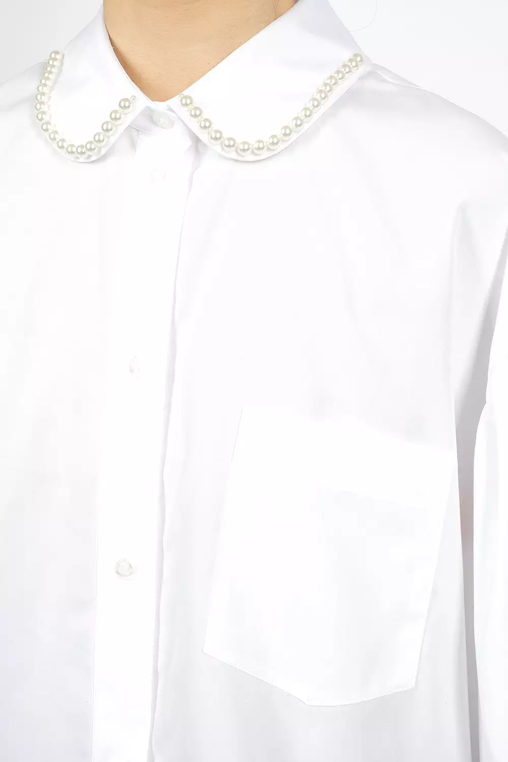 Beaded Signature Sleeve Shirt White/Pearl