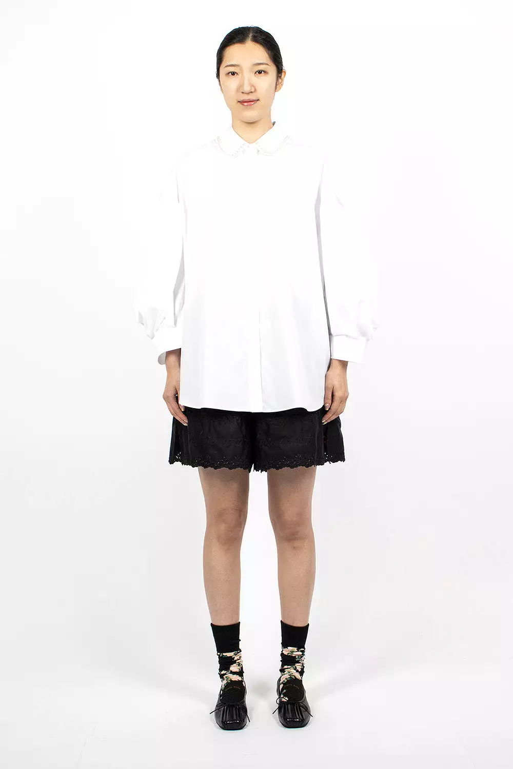 Beaded Signature Sleeve Shirt White/Pearl