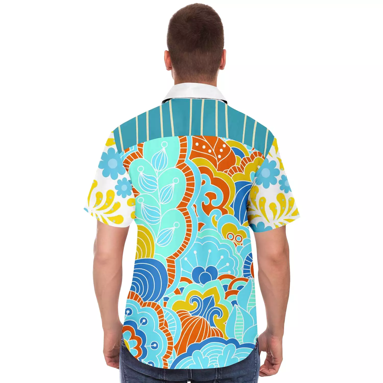 Blue Bullwinkle Short Sleeve Button Down Shirt