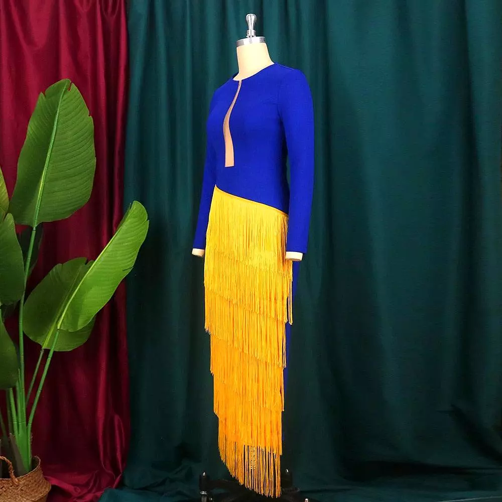 Blue-Yellow Cocktail Dress