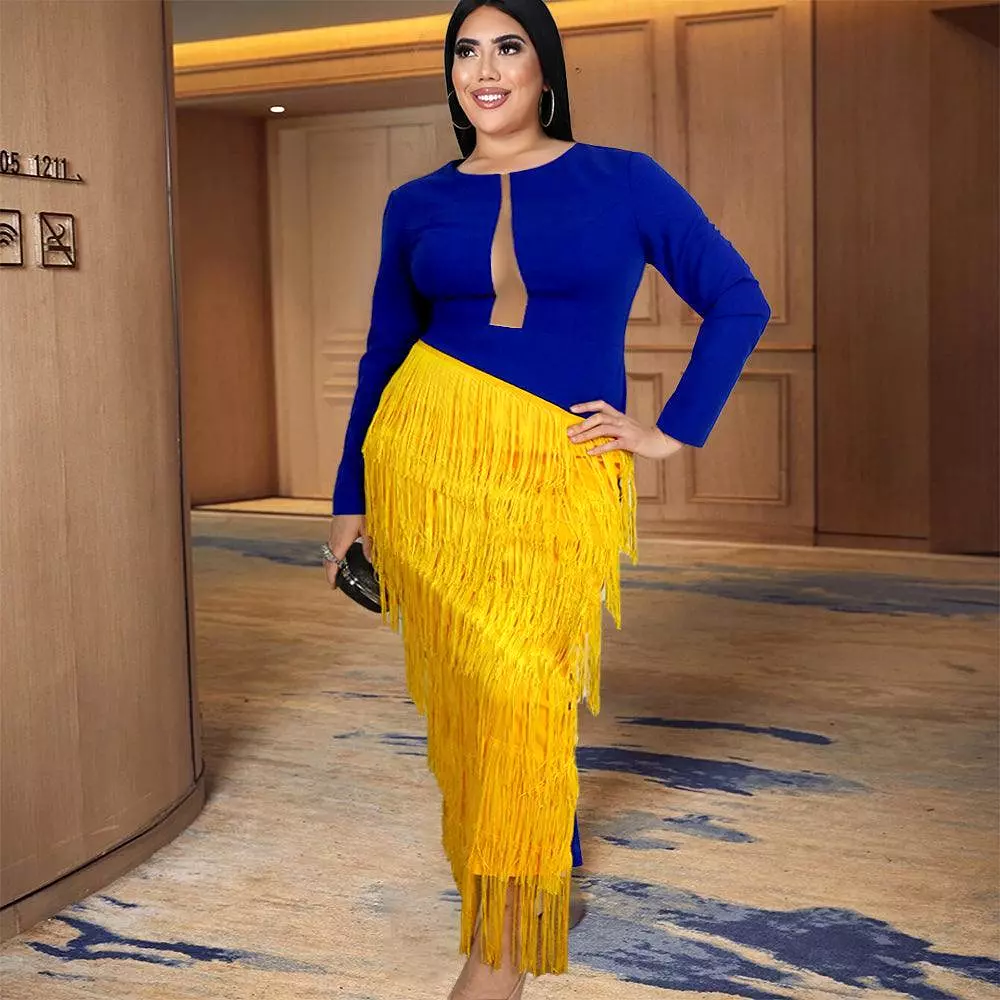 Blue-Yellow Cocktail Dress