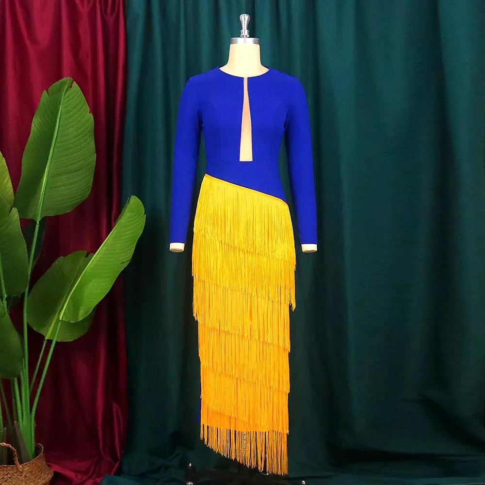 Blue-Yellow Cocktail Dress