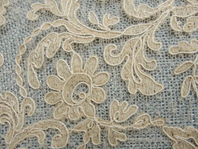 Breathtaking Large Antique FRENCH LACE Collar Tambour Embroidered Flowers Wear Front or Back Great Gatsby Style Bridal Vintage C