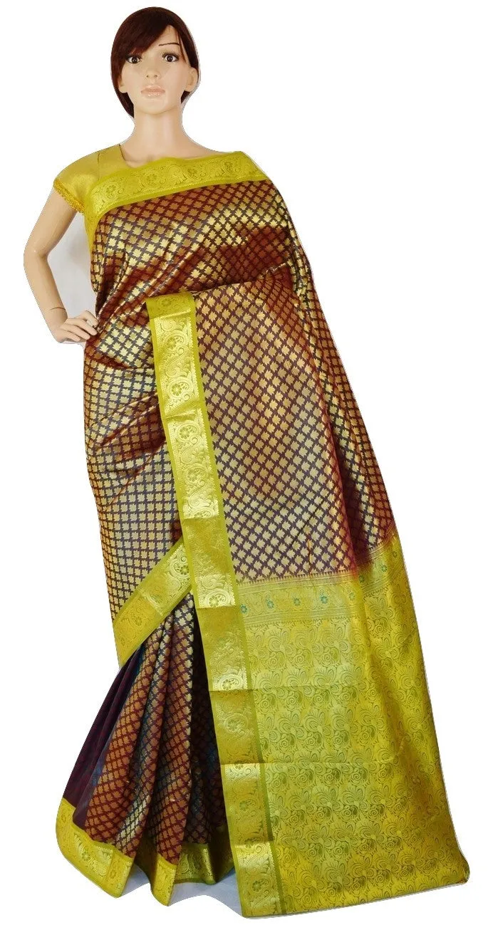 Bridal Wear Plum Colour Kanchipuram Silk Saree