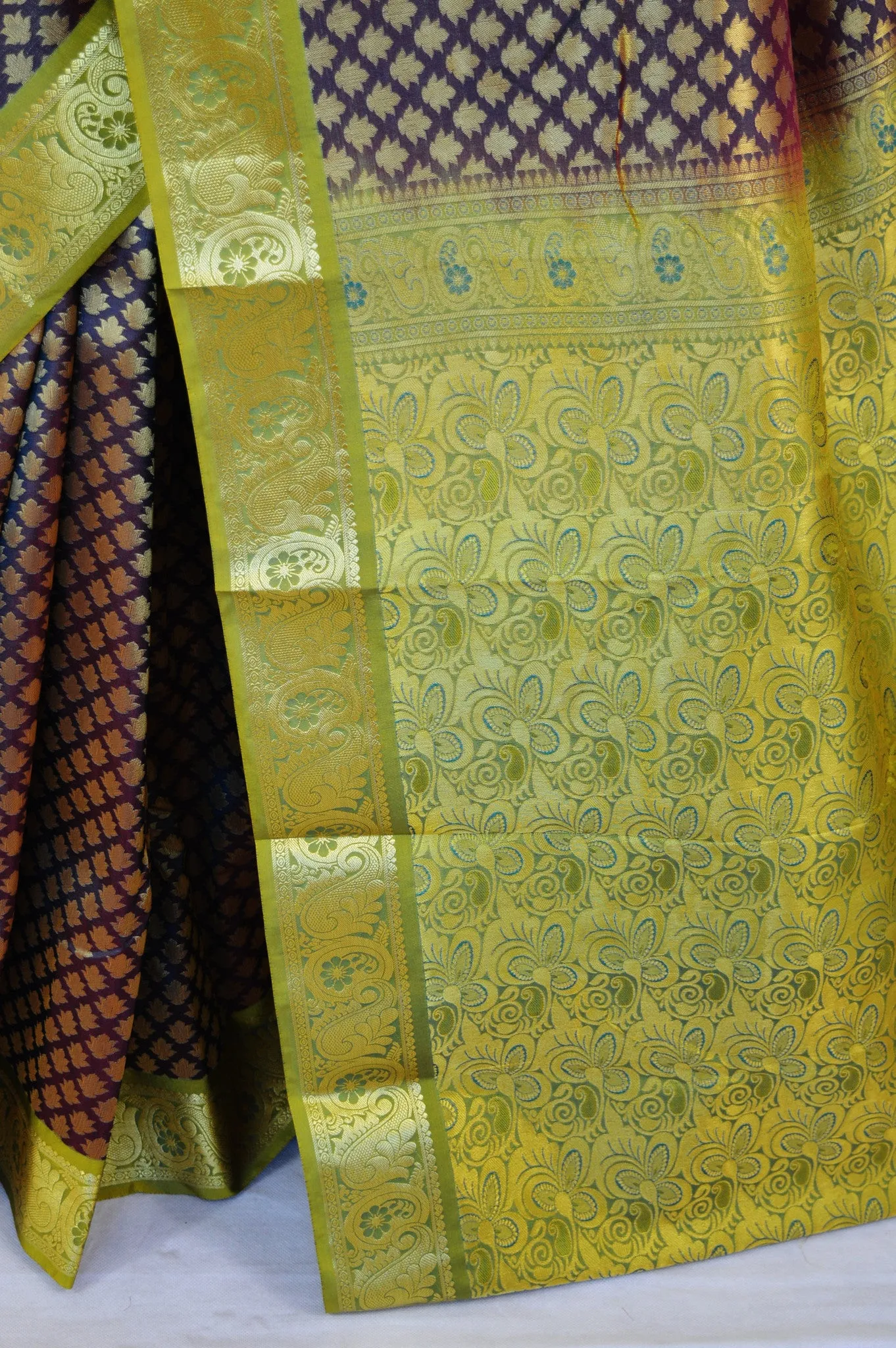 Bridal Wear Plum Colour Kanchipuram Silk Saree