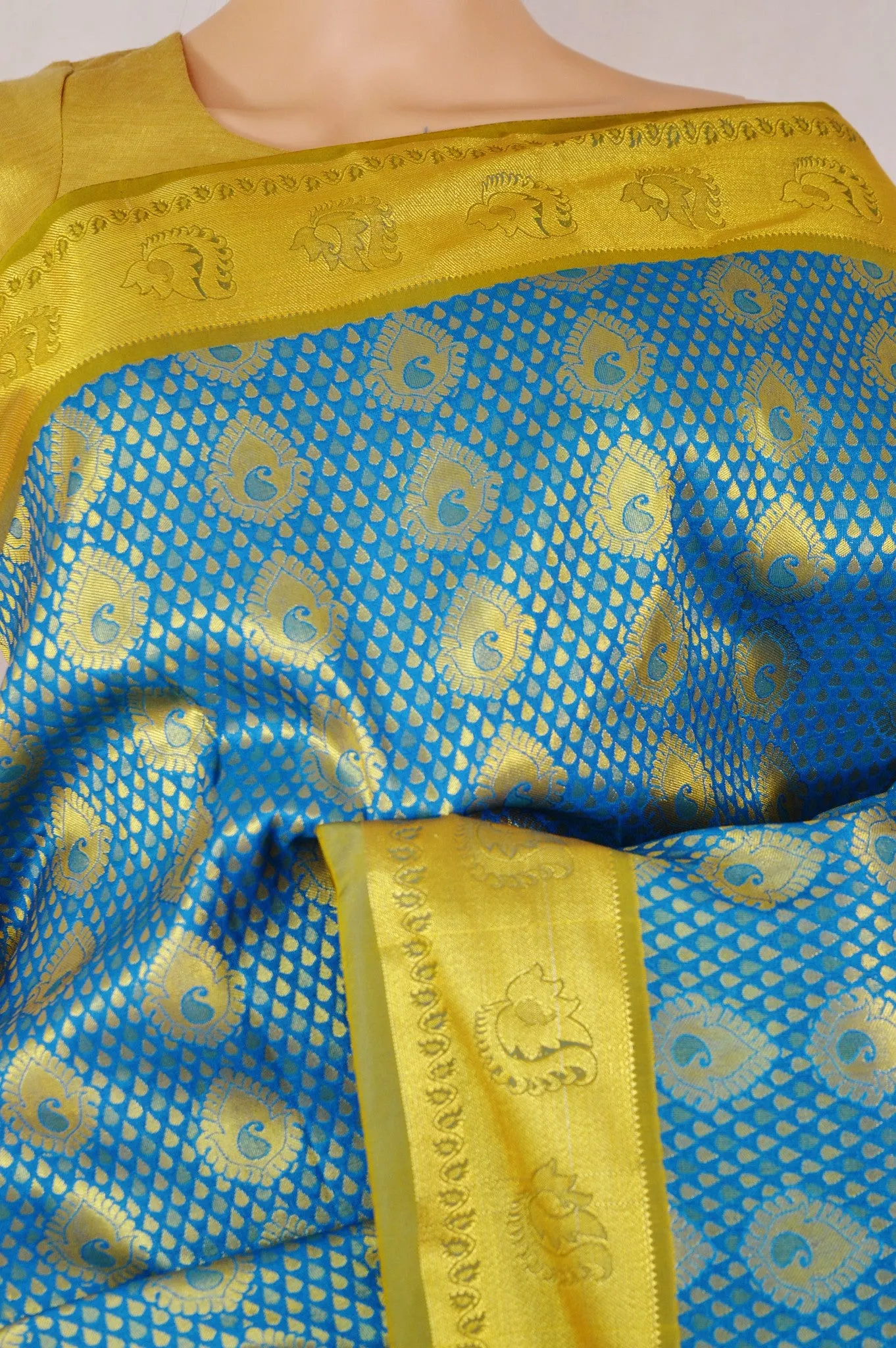 Bridal Wear Skyblue Colour Kanchipuram Silk Saree