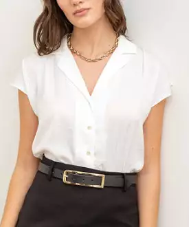 Button Down Top - Ivory