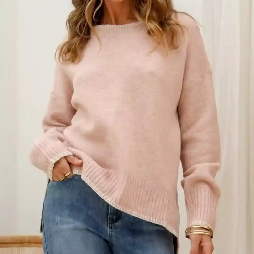 Canyon Blanket Stitch Knit Jumper Blush