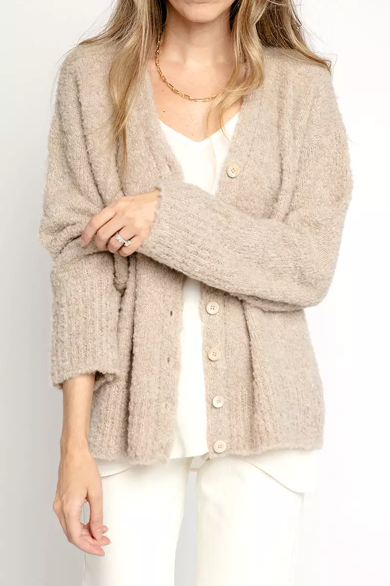 Cashmere Blend Oversized Cardigan in Sable