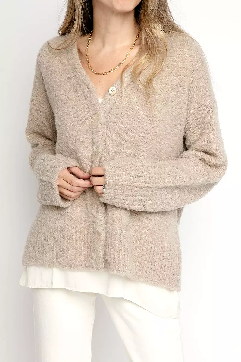 Cashmere Blend Oversized Cardigan in Sable