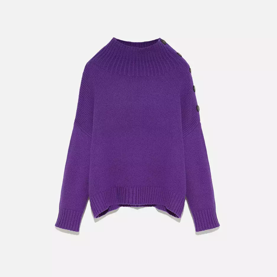 CASHMERE WOOL KNIT JUMPER PURPLE