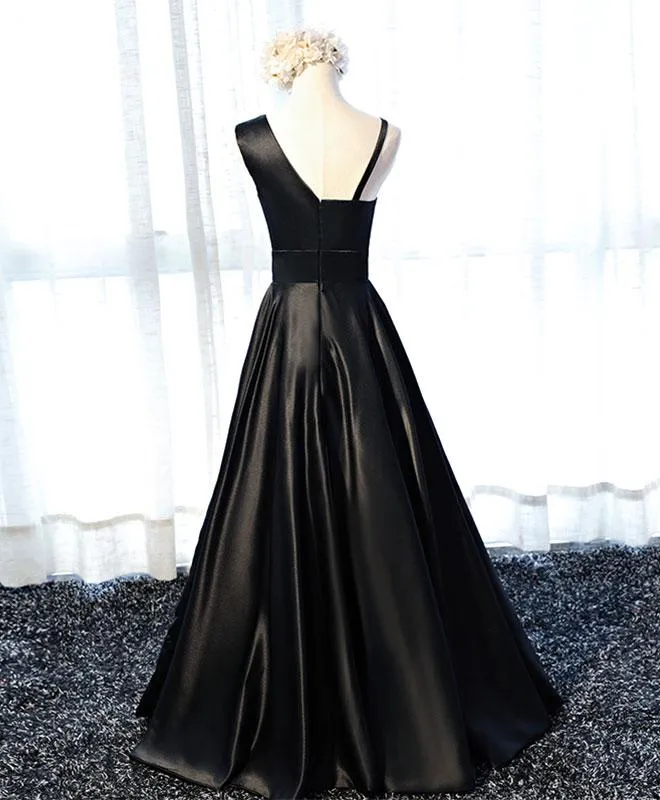 Charming  One Shoulder Satin Long Prom Dress, Simple A-line Party Dress