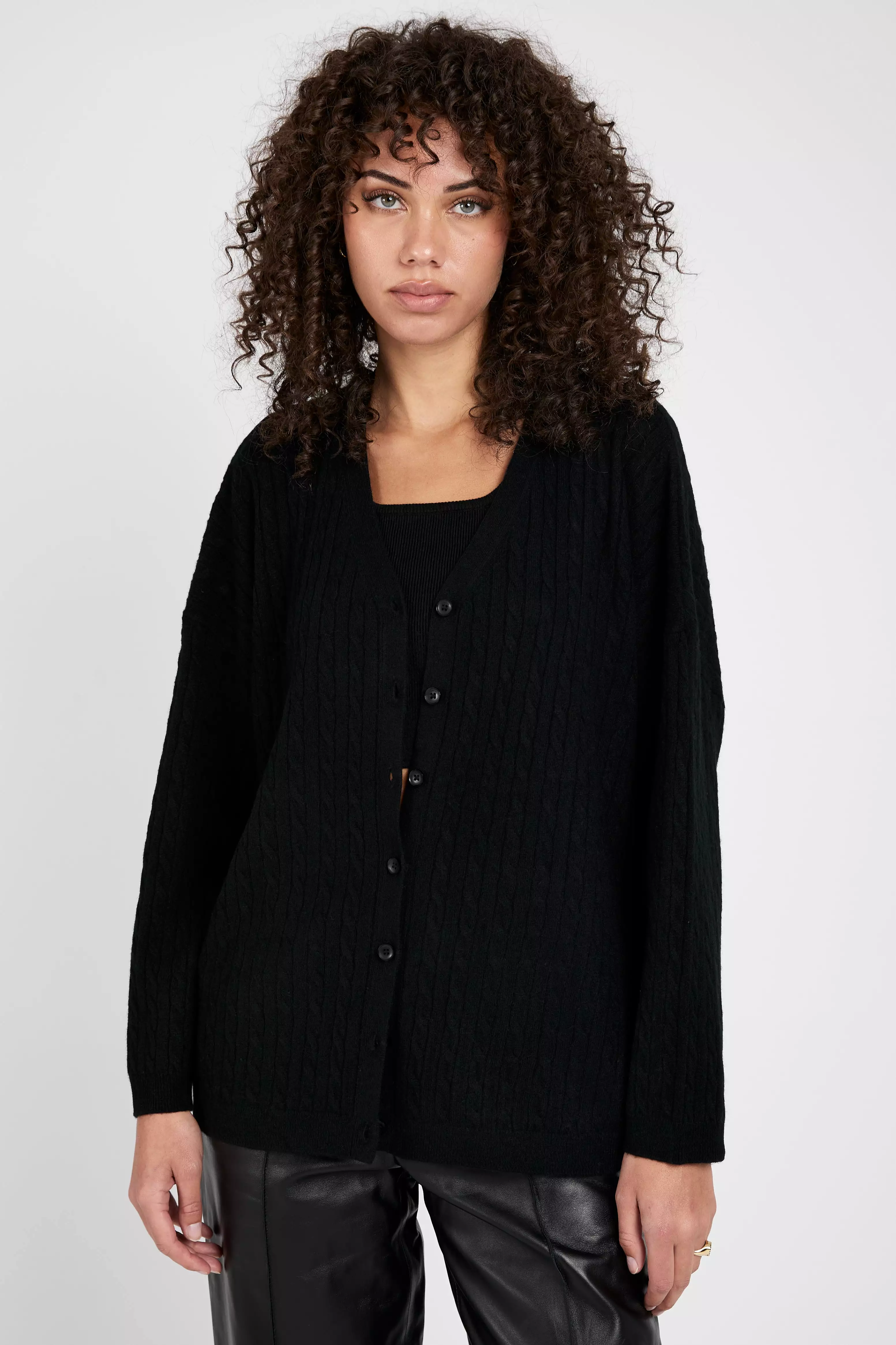 Cooper Cable Knit Cardigan in Black